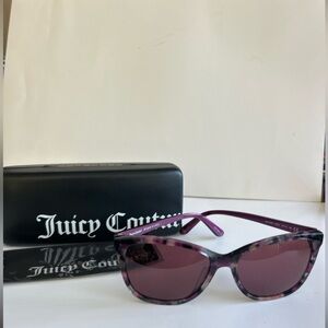 Juicy Couture Cat Eye Sunglasses Purple Tortoise Frame NEW w/ Hard Case-cloth